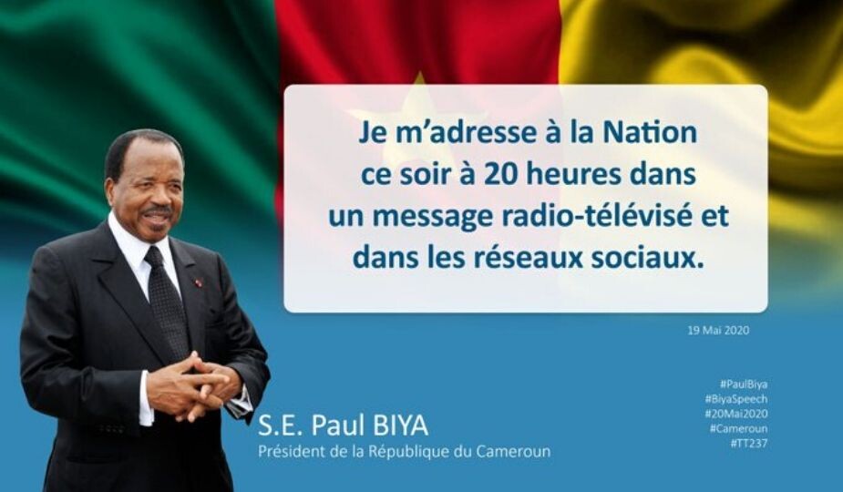 Discours de Paul Biya (président du Cameroun) pour le 20 Mai 2020