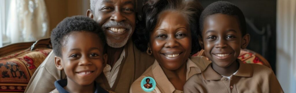 Transmission intergénérationnelle : famille africaine, grands-parents comme symbole d'une leçon sur les pronoms personnels en Ewondo